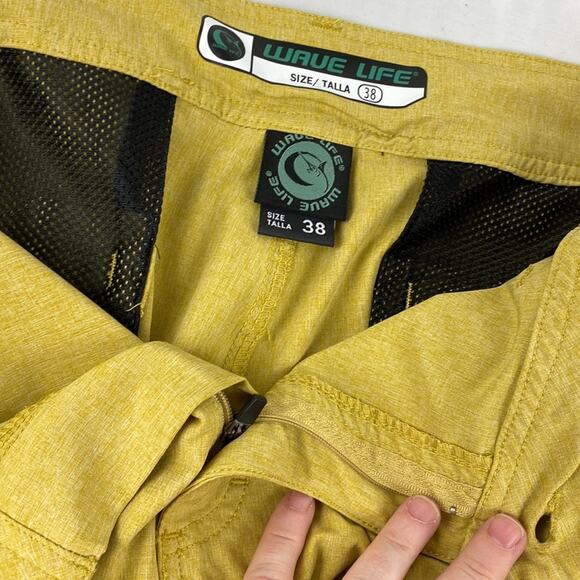 Wave Life Men's Short Mustard Yellow size 38 Beach Outdoor Board Hybrid Shorts - Picture 6 of 7